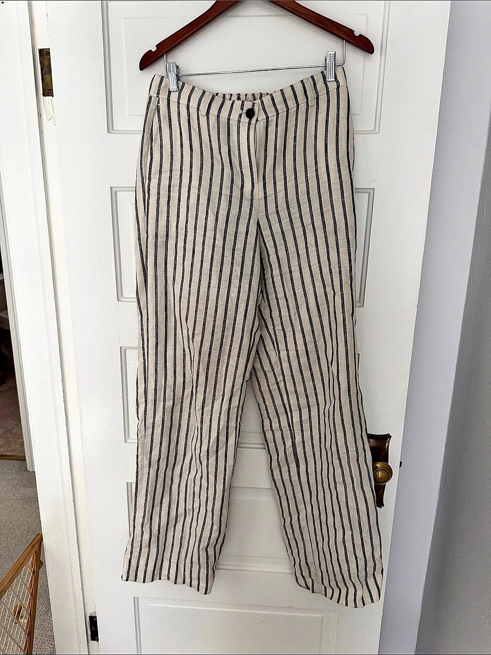 J.Crew Soleil pant in striped linen Striped Linen Wide Leg Pants Small Tall